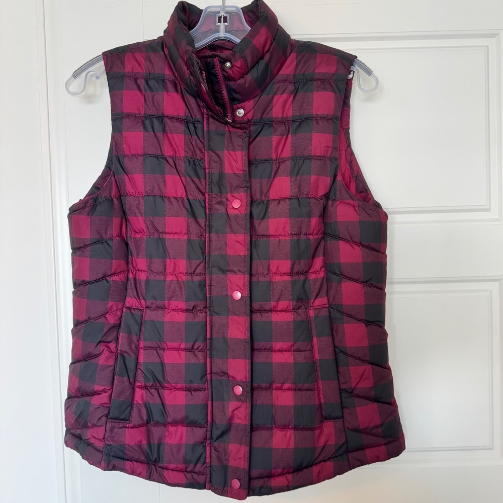 Gap Buffalo Plaid Puffer Vest‎ 2015 Red Black Quilted Gorpcore Women's Small